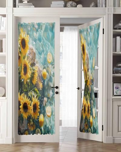 Sunflower Lemon French Door Curtain Panels