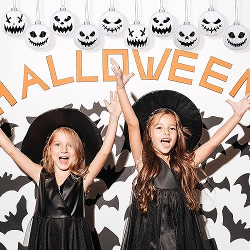 Liliful 12 Pcs Black and White Pumpkin Hanging Ornaments