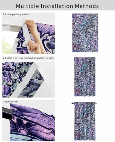 Purple Blue Teal Butterfly Self Adhesive Curtains for Windows