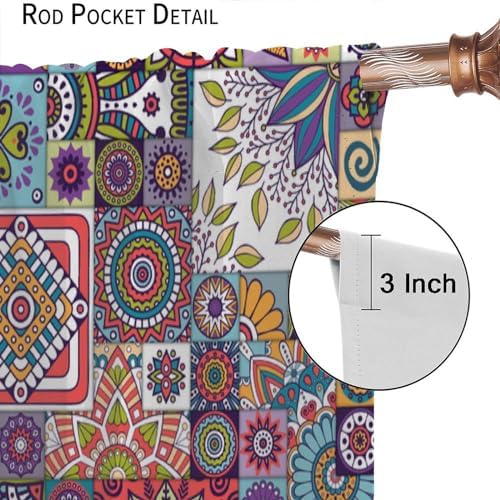 Focusbrite Boho Floral Blackout Curtains Set 2 Panels 42x45 Inches