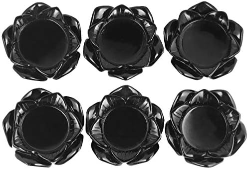 SUNYIK Handcarved Black Obsidian Lotus Flower Sculpture 24 Inch