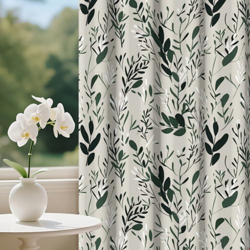 Baocicco Green Leaves Curtains 84 Inch Long 2 Panel Set