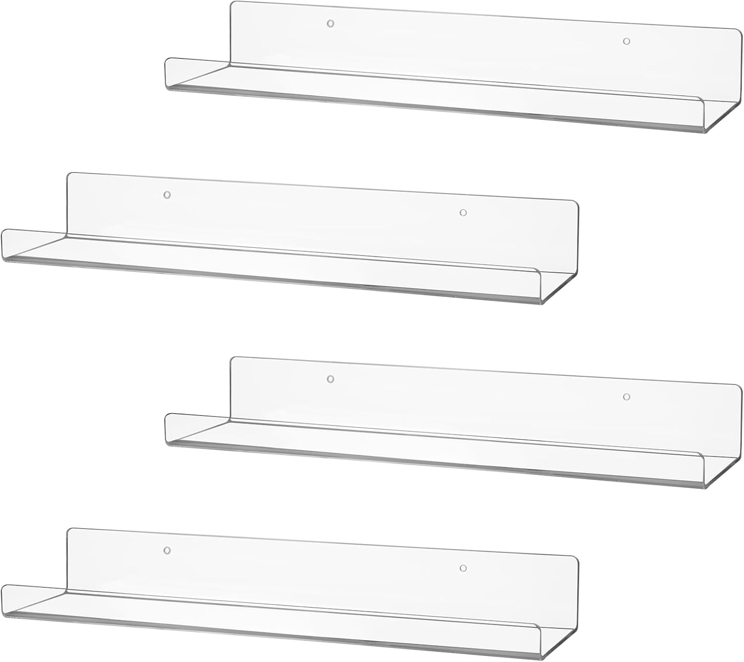 4 Pack Clear Acrylic Floating Shelves for Wall