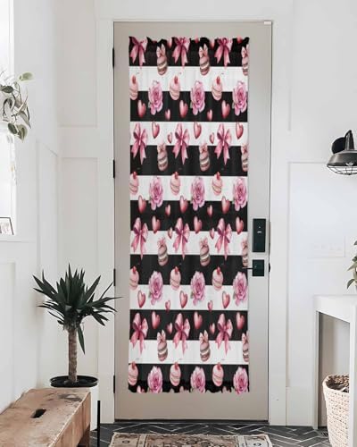 Pink Bow Rose French Door Curtain Panel