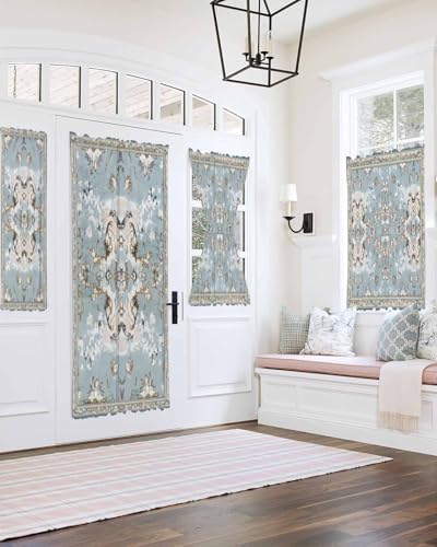 Abstract Blue Door Curtains 54x40 Rod Pocket Panels