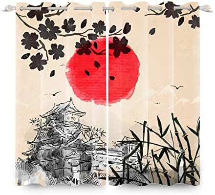 Umpoo Japanese Ukiyoe Blackout Curtains 2 Panels