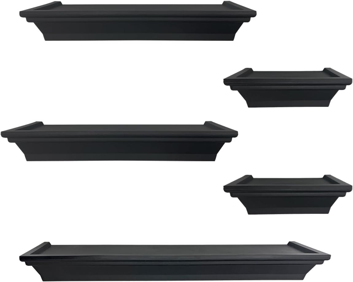 Black Floating Shelves Set of 5 for Home Decor
