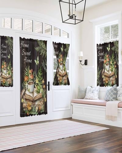 Forest Frog French Door Curtain Green Botanical Design
