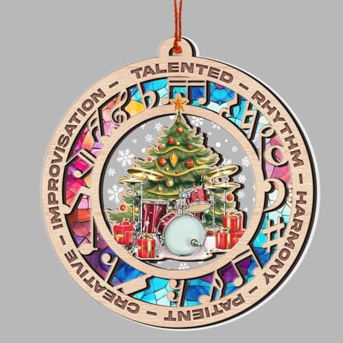 Drum Suncatcher Christmas Tree Decor for Drummers