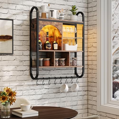 29 Inch Kitchen Shelves Wall Mounted with Lights 4 Tier