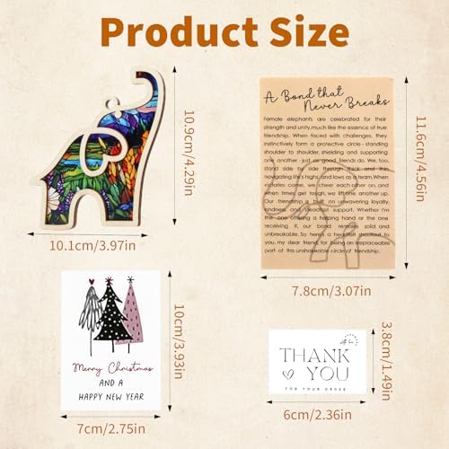 Wooden Elephant Ornament with Story Card Gift
