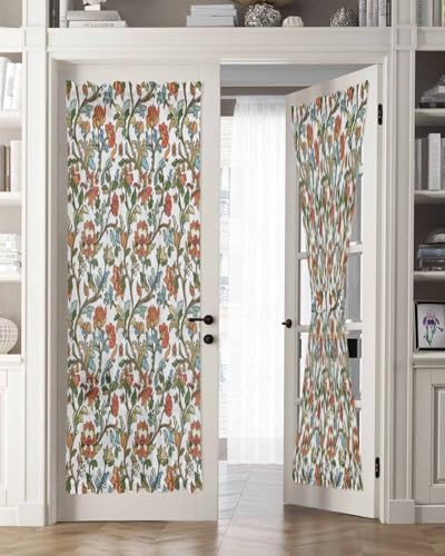 Red Green Floral French Door Curtain Panels
