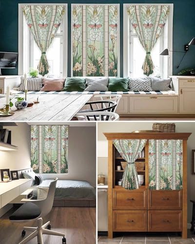 Butterfly Stained Glass Self Adhesive Curtains for Windows