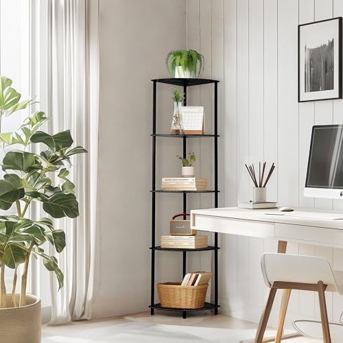 Defined Deco 63 Inch Corner Shelf 5 Tier Industrial Bookshelf