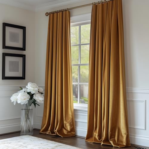 Lazzzy Gold Velvet Thermal Insulated Curtain 84 Inch Panel