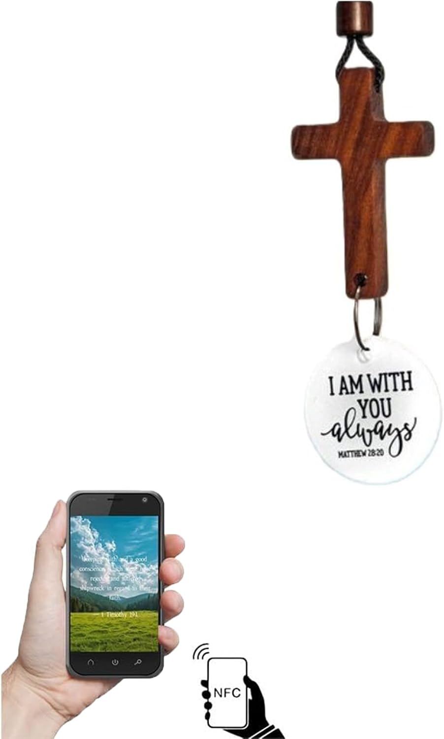 Bible Verse Car Rearview Hanging Cross Ornament - Black