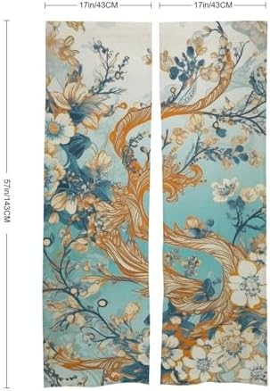 Japanese Noren Door Curtain with Trees and Flowers Print