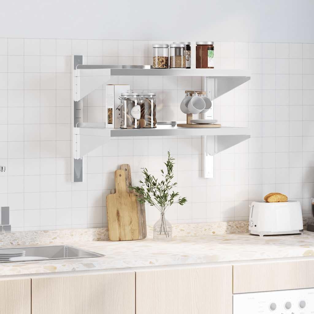 vidaXL Wall Shelf Silver Stainless Steel 295 x 157 x 236 in
