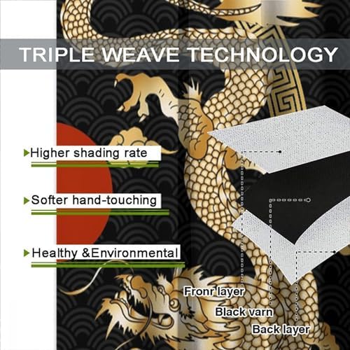 Asian Dragon Window Curtains Blackout Drapes 42x45in