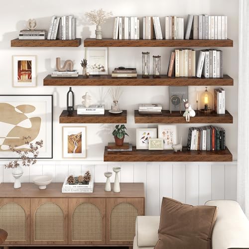 Venusmiles Floating Shelves for Wall 24x12 Inch Brown