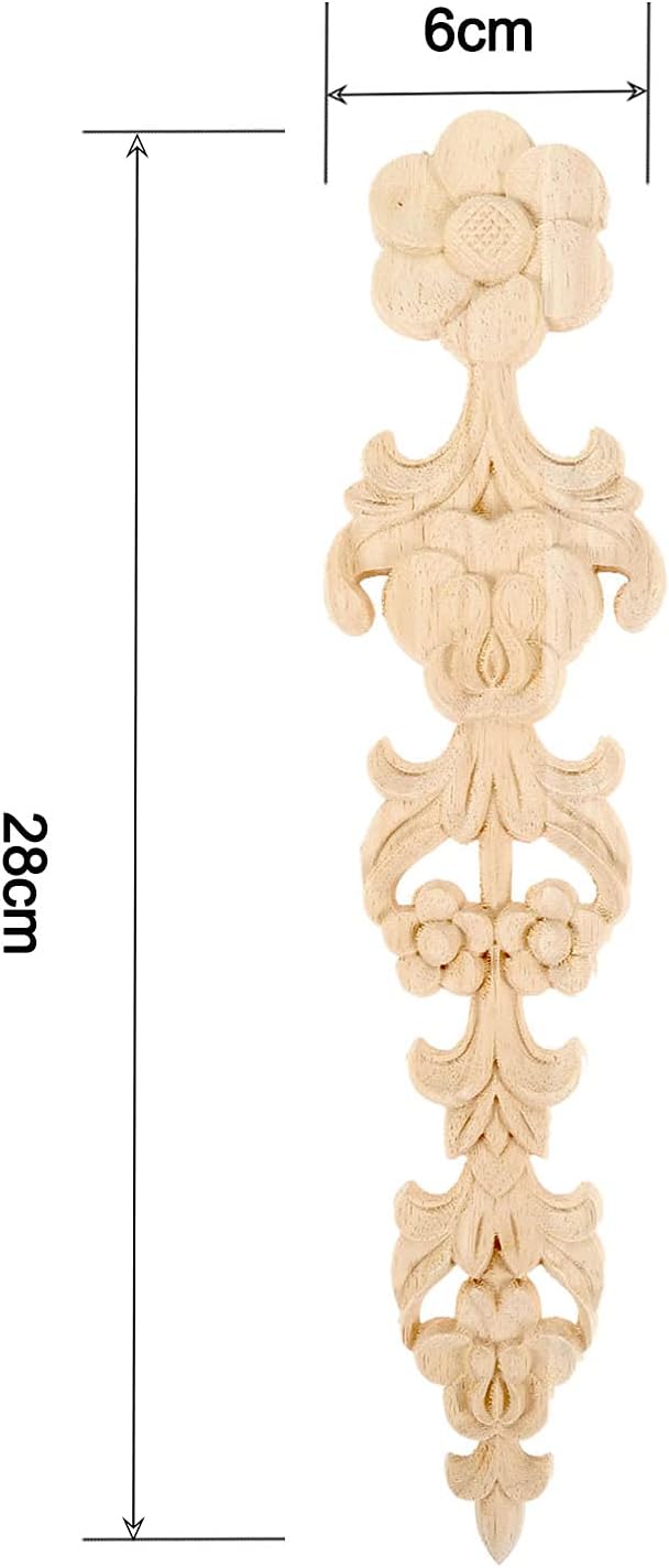 Wood Appliques Long Decorative Carved Onlays 2Pcs 11x236 Inch