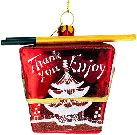 Chinese Takeout Blown Glass Christmas Ornament 1