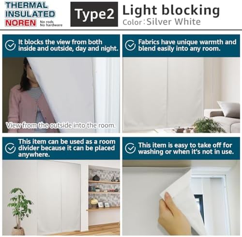 Thermal Insulated Noren Door Curtain for Privacy and Light Blocking