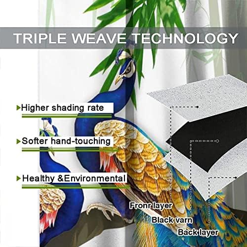 Peacock Landscape Curtains 2 Panel Set 42x45in