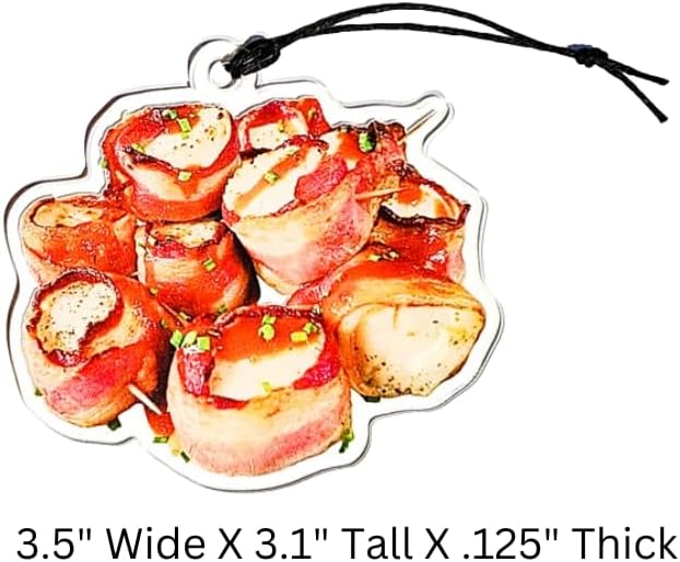 Set of 6 Realistic Acrylic Bacon Ornaments Made in the USA