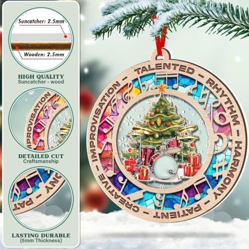 Drum Suncatcher Christmas Tree Decor for Drummers