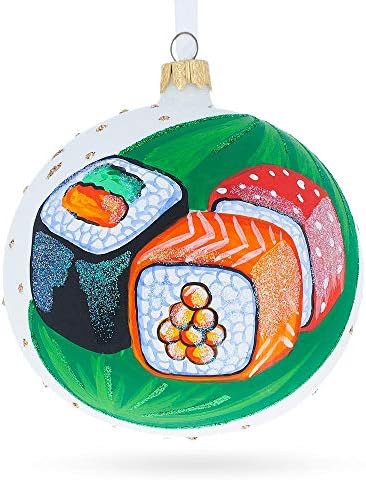 Sushi Lover Glass Ball Christmas Ornament 4 Inches 1