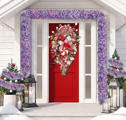 Red and White Teardrop Wreath for Front Door