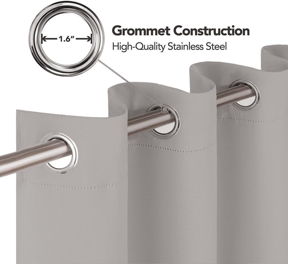 AiFish Grey Grommet Door Curtain 78 Inch Thermal Insulated Panel