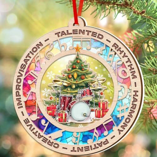 Drum Suncatcher Christmas Tree Decor for Drummers
