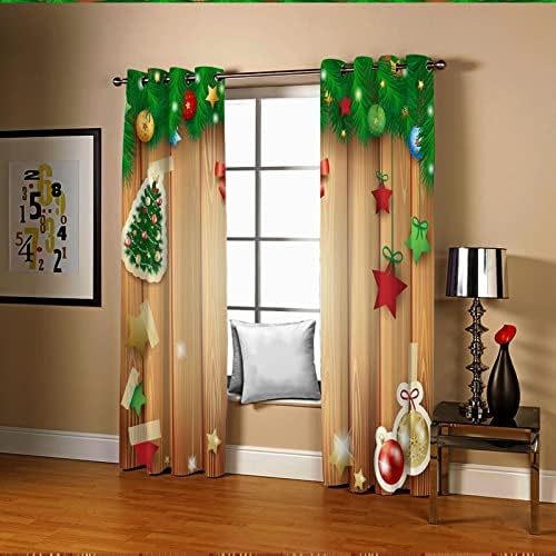 AMDXD Kitchen Curtains with Green Red Stars 84x72 in