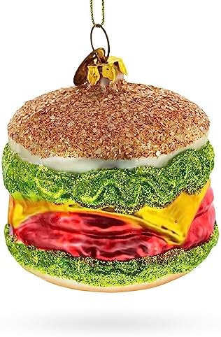 Juicy Cheeseburger Blown Glass Christmas Ornament 1