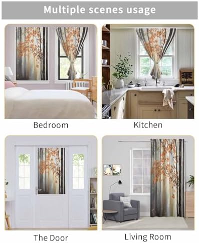 Orange Botanical Self Adhesive Blackout Curtains for Windows