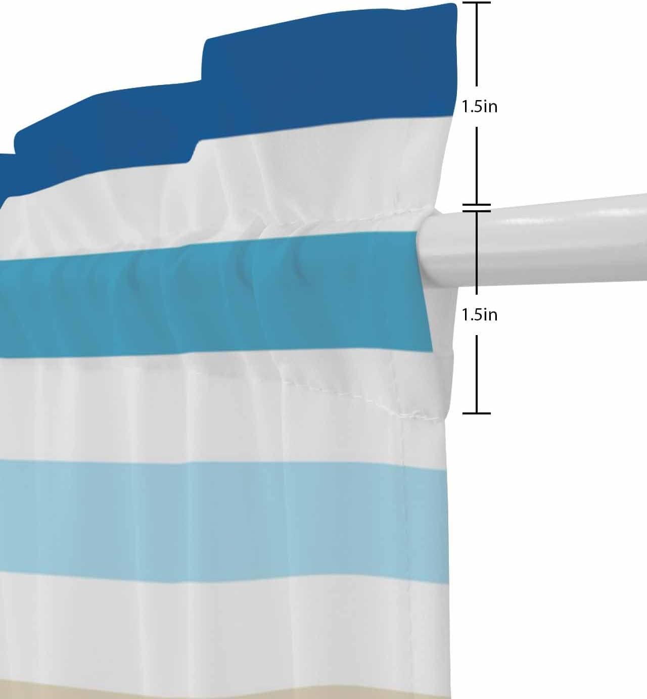 Blue Teal Brown Striped French Door Curtains 54W x 72L