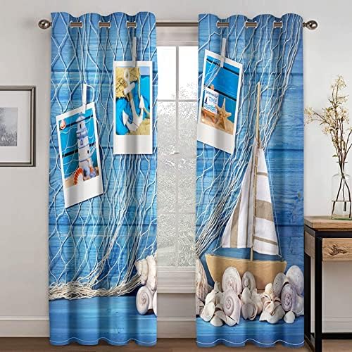 Blue Grommet Curtains 84 Wx84 H Set of 2