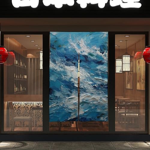 Japanese Noren Blue and White Door Curtain 34x57 Inches