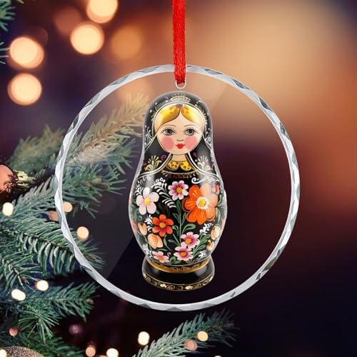 Russian Nesting Glass Christmas Hanging Ornaments