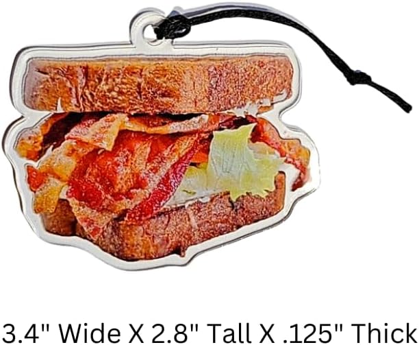 Set of 6 Realistic Acrylic Bacon Ornaments Made in the USA