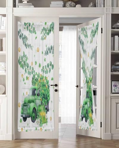 Green Truck Clover French Door Curtain Panels