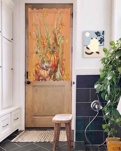 Fall Pumpkin French Door Curtain with Tieback