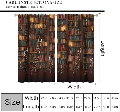 Yearn Jear Bookshelf Curtains 42x45 Inch Decor Panel Set