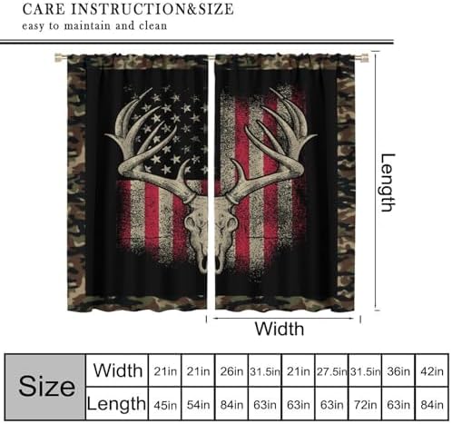 Deer Antler Camouflage Curtains 42 W x 45 L