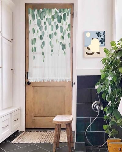 Spring Green Eucalyptus Leaf Door Curtains 54x40 Inch