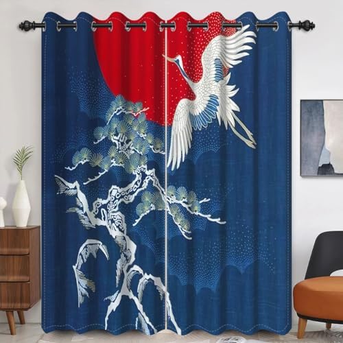 Umpoo Japanese Style Blackout Curtains 2 Panel Set 52x72 Inch