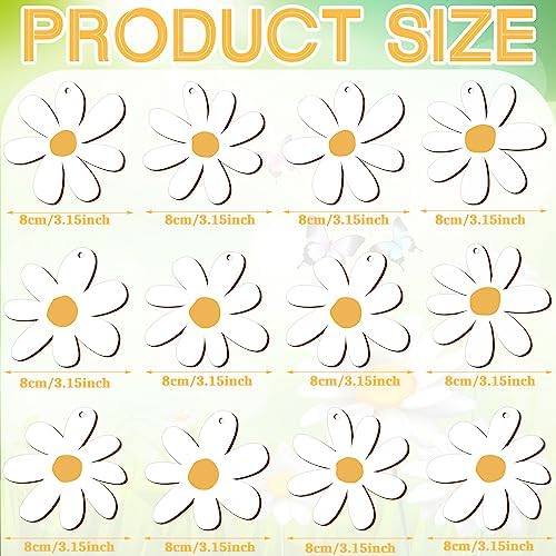 Geetery 36 Pcs Daisy Wood Cutout Hanging Ornaments