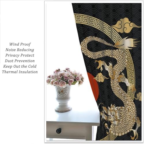 Asian Dragon Window Curtains Blackout Drapes 42x45in
